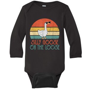 Silly Goose On The Loose Funny Saying Baby Long Sleeve Bodysuit