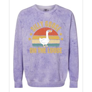 Silly Goose On The Loose Funny Saying Gift Colorblast Crewneck Sweatshirt