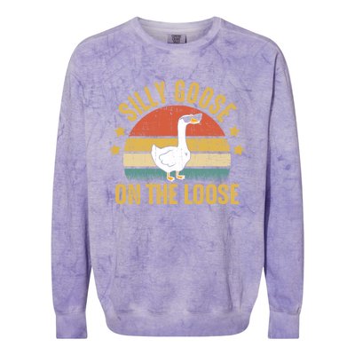 Silly Goose On The Loose Funny Saying Gift Colorblast Crewneck Sweatshirt