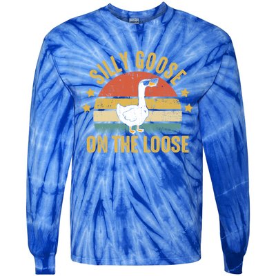 Silly Goose On The Loose Funny Saying Gift Tie-Dye Long Sleeve Shirt