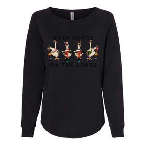 Silly Goose On The Loose Christmas Silly Goose University Funny Goose Womens California Wash Sweatshirt