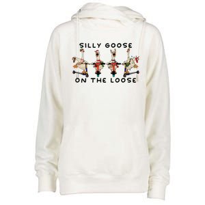 Silly Goose On The Loose Christmas Silly Goose University Funny Goose Womens Funnel Neck Pullover Hood