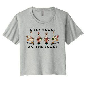 Silly Goose On The Loose Christmas Silly Goose University Funny Goose Women's Crop Top Tee