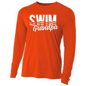 Swim Grandpa Of A Swimmer Grandfather Swimming Grandpa Gift Cooling Performance Long Sleeve Crew