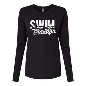 Swim Grandpa Of A Swimmer Grandfather Swimming Grandpa Gift Womens Cotton Relaxed Long Sleeve T-Shirt