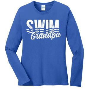 Swim Grandpa Of A Swimmer Grandfather Swimming Grandpa Gift Ladies Long Sleeve Shirt