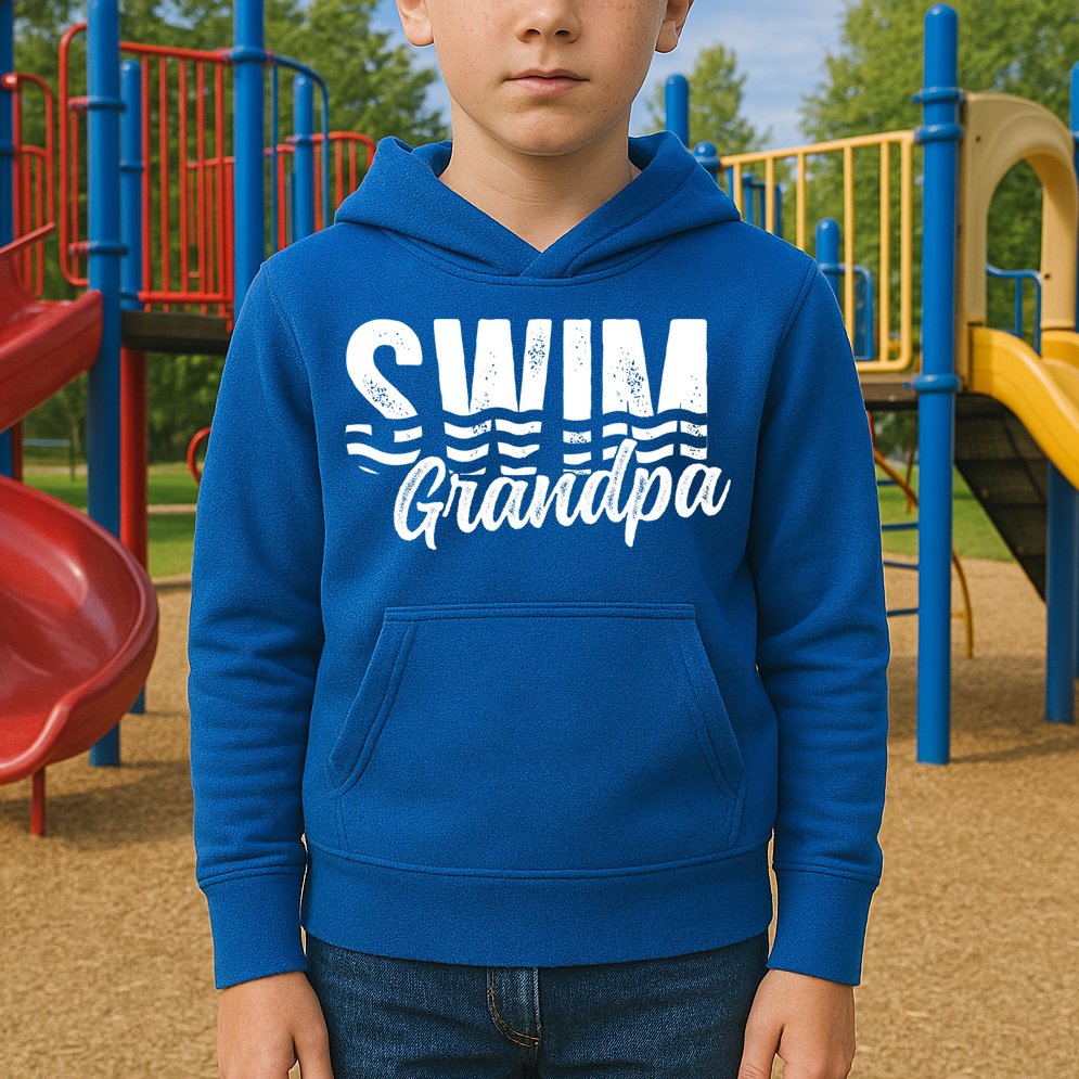 Swim Grandpa Of A Swimmer Grandfather Swimming Grandpa Gift Kids Hoodie