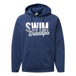 Swim Grandpa Of A Swimmer Grandfather Swimming Grandpa Gift Performance Fleece Hoodie