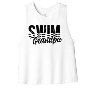 Swim Grandpa Of A Swimmer Grandfather Swimming Grandpa Gift Women's Racerback Cropped Tank