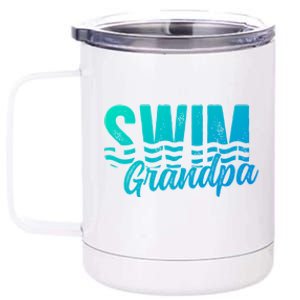 Swim Grandpa Of A Swimmer Grandfather Swimming Grandpa Gift 12 oz Stainless Steel Tumbler Cup