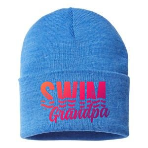 Swim Grandpa Of A Swimmer Grandfather Swimming Grandpa Gift Sustainable Knit Beanie