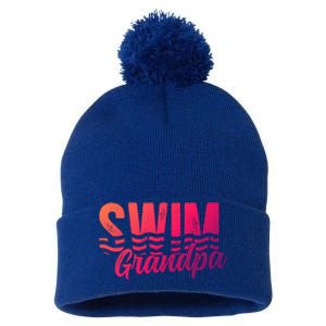 Swim Grandpa Of A Swimmer Grandfather Swimming Grandpa Gift Pom Pom 12in Knit Beanie