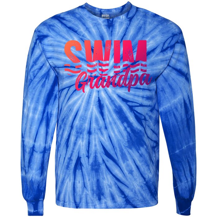 Swim Grandpa Of A Swimmer Grandfather Swimming Grandpa Gift Tie-Dye Long Sleeve Shirt