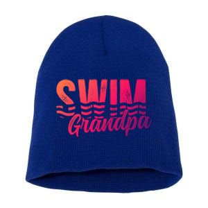 Swim Grandpa Of A Swimmer Grandfather Swimming Grandpa Gift Short Acrylic Beanie