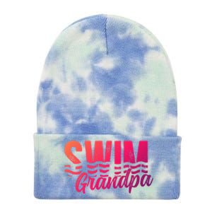 Swim Grandpa Of A Swimmer Grandfather Swimming Grandpa Gift Tie Dye 12in Knit Beanie