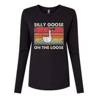 Silly Goose On The Loose Silly Goose University Womens Cotton Relaxed Long Sleeve T-Shirt