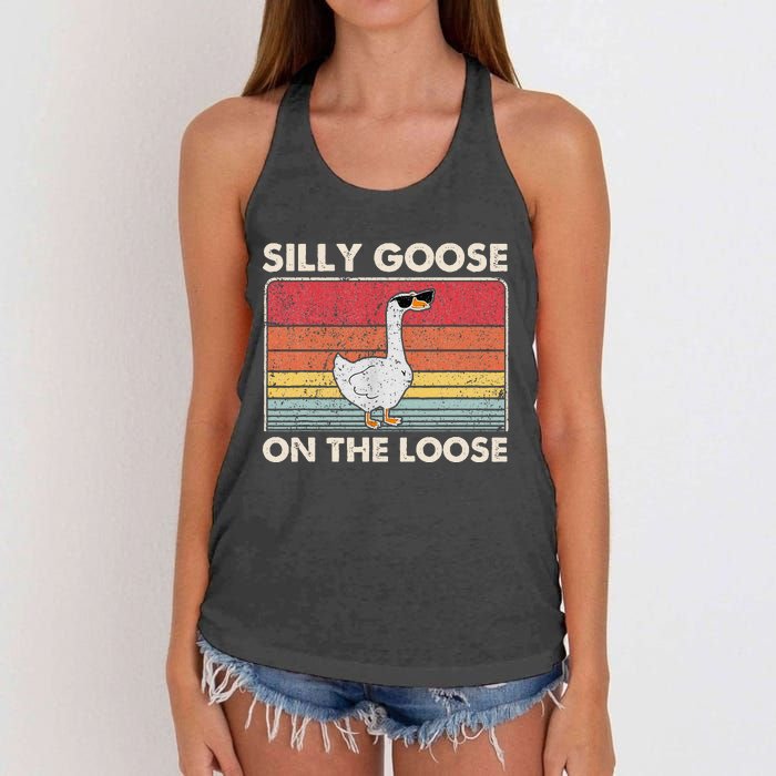 Silly Goose On The Loose Silly Goose University Women's Knotted Racerback Tank