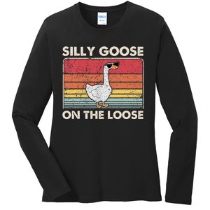 Silly Goose On The Loose Silly Goose University Ladies Long Sleeve Shirt