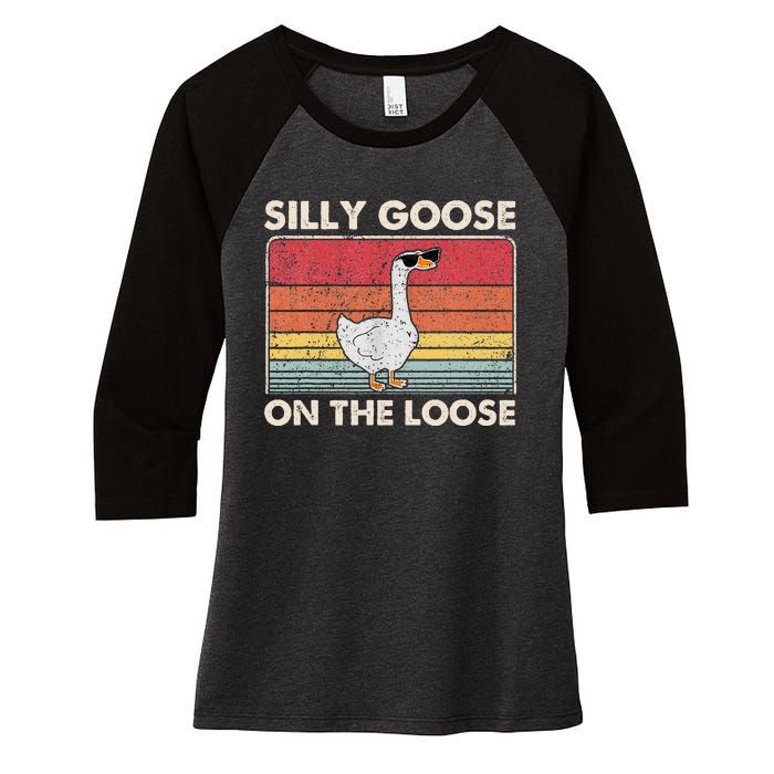 Silly Goose On The Loose Silly Goose University Women's Tri-Blend 3/4-Sleeve Raglan Shirt