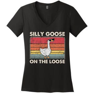 Silly Goose On The Loose Silly Goose University Women's V-Neck T-Shirt