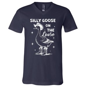 Silly Goose On The Loose Meme Funny V-Neck T-Shirt