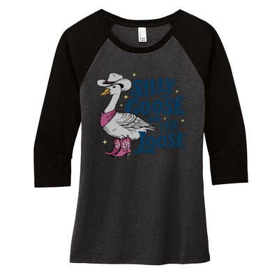 Silly Goose On The Loose Women's Tri-Blend 3/4-Sleeve Raglan Shirt