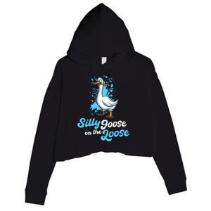 Silly Goose On The Loose Funny Duck Animal Hunter Gift Crop Fleece Hoodie