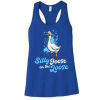 Silly Goose On The Loose Funny Duck Animal Hunter Gift Women's Racerback Tank