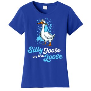 Silly Goose On The Loose Funny Duck Animal Hunter Gift Women's T-Shirt