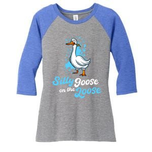 Silly Goose On The Loose Funny Duck Animal Hunter Gift Women's Tri-Blend 3/4-Sleeve Raglan Shirt