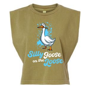 Silly Goose On The Loose Funny Duck Animal Hunter Gift Garment-Dyed Women's Muscle Tee