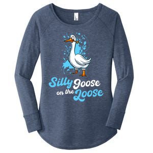 Silly Goose On The Loose Funny Duck Animal Hunter Gift Women's Perfect Tri Tunic Long Sleeve Shirt