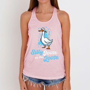 Silly Goose On The Loose Funny Duck Animal Hunter Gift Women's Knotted Racerback Tank