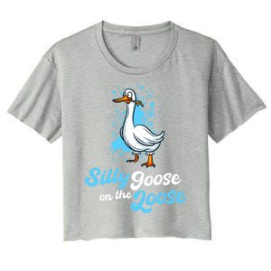 Silly Goose On The Loose Funny Duck Animal Hunter Gift Women's Crop Top Tee