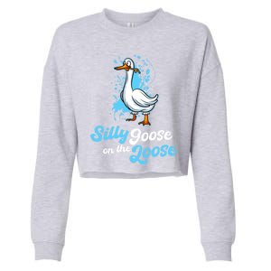 Silly Goose On The Loose Funny Duck Animal Hunter Gift Cropped Pullover Crew