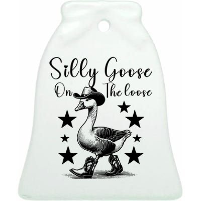 Silly Goose On The Loose Ceramic Bell Ornament