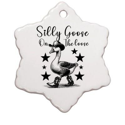 Silly Goose On The Loose Ceramic Star Ornament