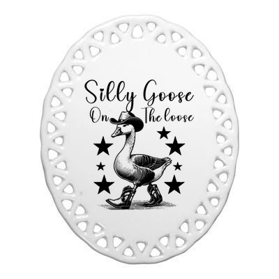 Silly Goose On The Loose Ceramic Oval Ornament