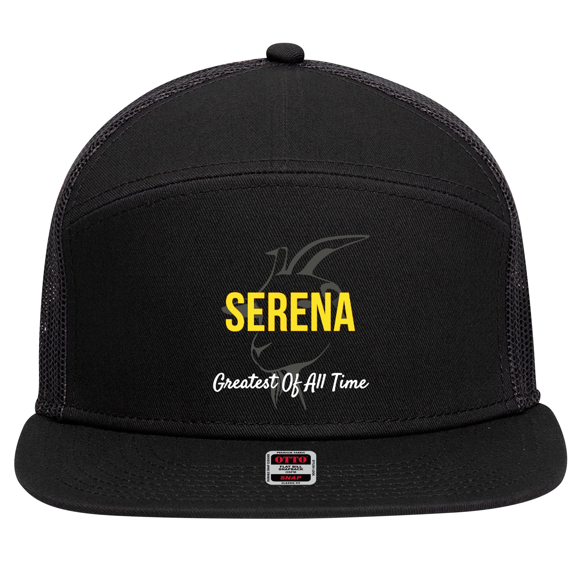 Serena Greatest Of All Time GOAT Serena Williams Professional Tennis Player 7 Panel Mesh Trucker Snapback Hat