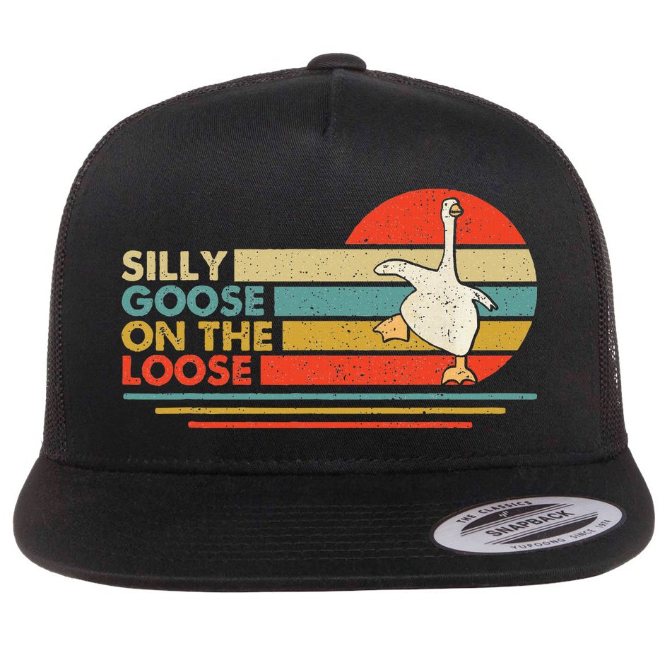 Silly Goose On The Loose Funny Silly Goose Honk University Flat Bill Trucker Hat
