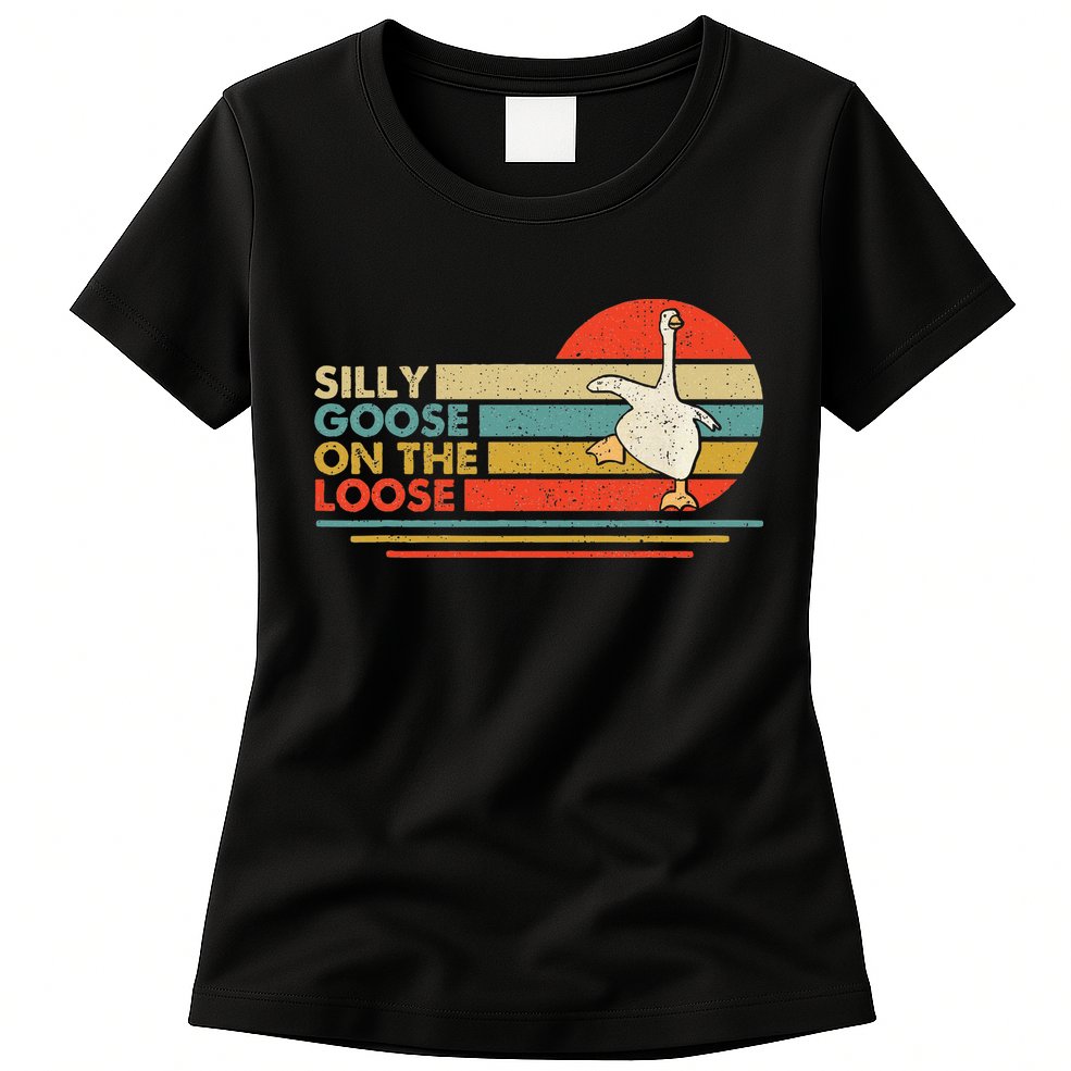 Silly Goose On The Loose Funny Silly Goose Honk University Womens T-Shirt
