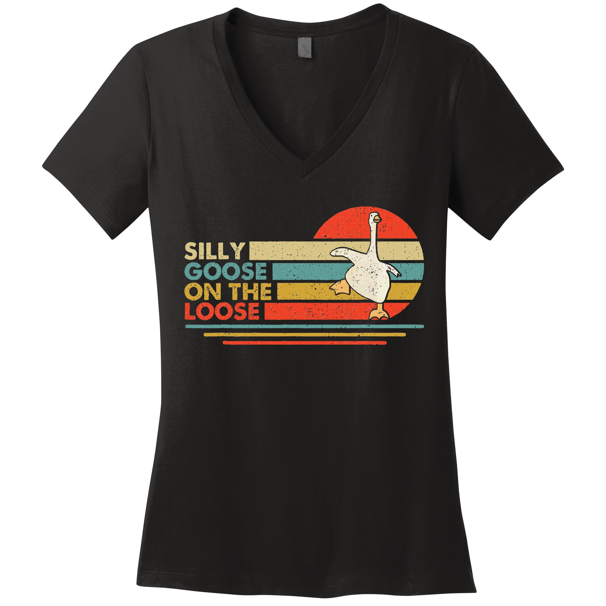 Silly Goose On The Loose Funny Silly Goose Honk University Women's V-Neck T-Shirt