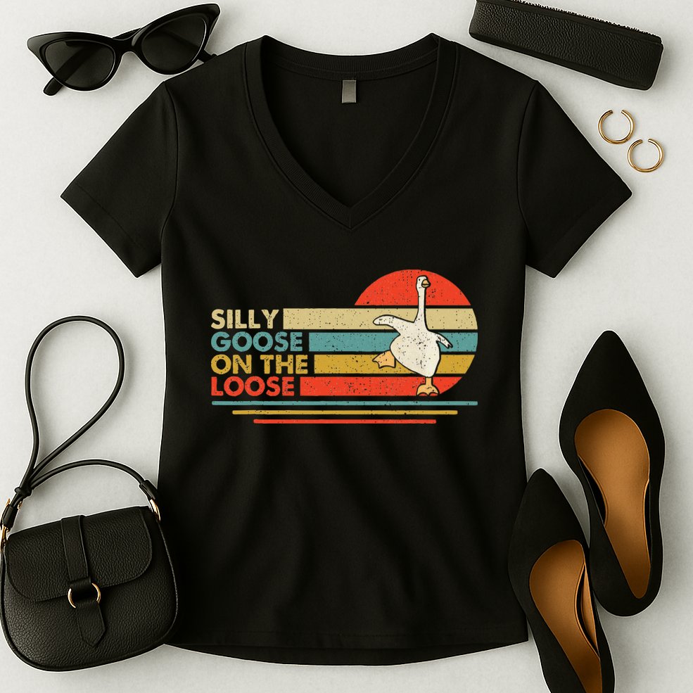 Silly Goose On The Loose Funny Silly Goose Honk University Women's V-Neck T-Shirt