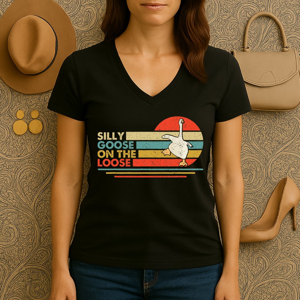 Silly Goose On The Loose Funny Silly Goose Honk University Women's V-Neck T-Shirt