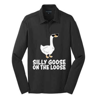 Silly Goose On The Loose Silk Touch Performance Long Sleeve Polo