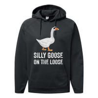 Silly Goose On The Loose Funny Goose Performance Fleece Hoodie