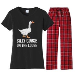 Silly Goose On The Loose Funny Goose Women's Flannel Pajama Set