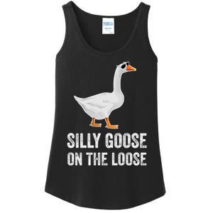 Silly Goose On The Loose Funny Goose Ladies Essential Tank