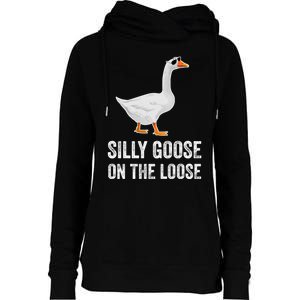 Silly Goose On The Loose Funny Goose Womens Funnel Neck Pullover Hood