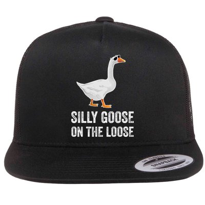 Silly Goose On The Loose Funny Goose Flat Bill Trucker Hat